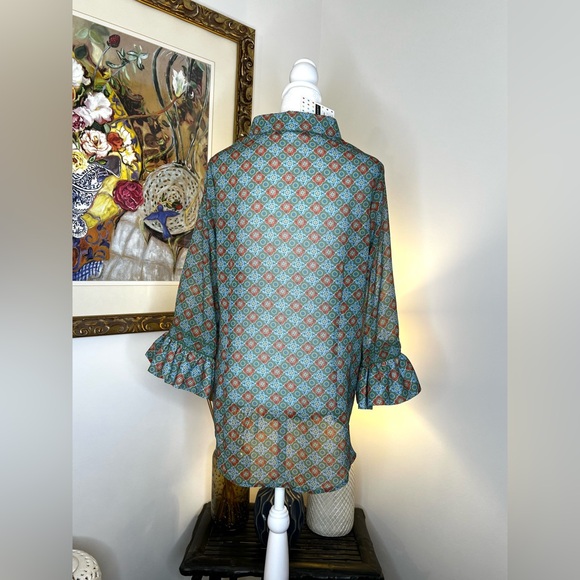 Gretchen Scott Priss Blouse-Sundial Olive Large - Picture 8 of 11